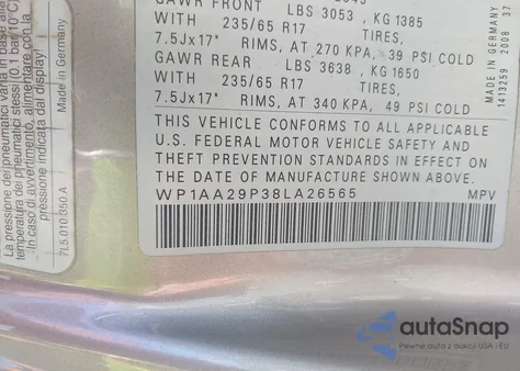 2008 Porsche Cayenne из США, поврежденный, VIN WP1AA29P38LA26565